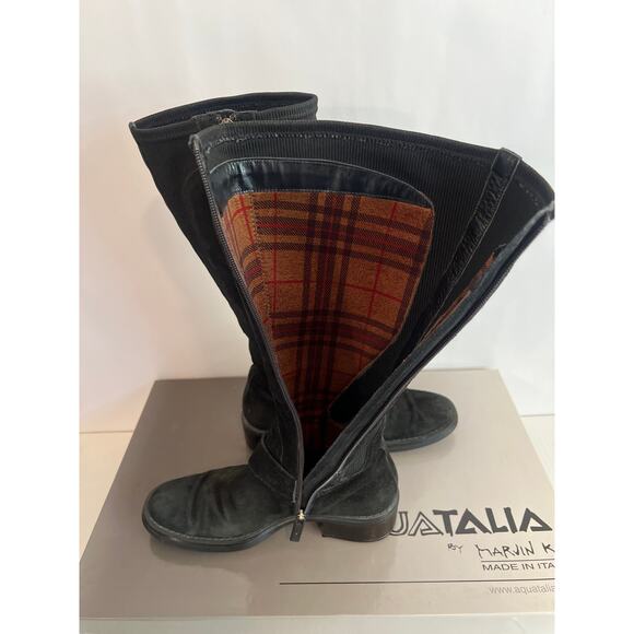 Aquatalia by Marvin K. Black Suede Weatherproof Tall Boots w/box Size 7.5 - Picture 8 of 15